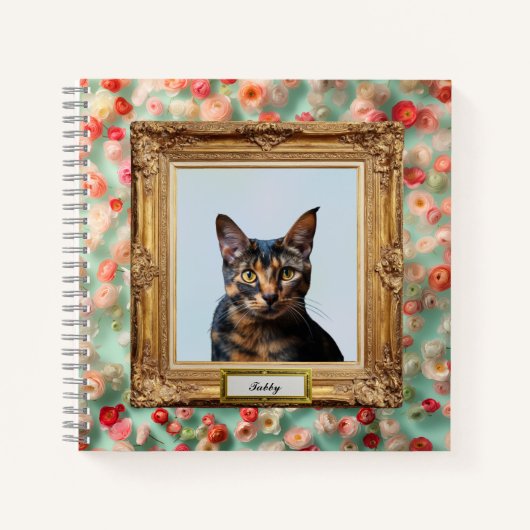 Custom Pet Portrait Notebook – Your Cat in a Frame Notizblock (Vorderseite)