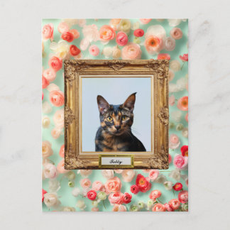 Custom Pet Portrait Postcard – Your Cat in a Frame Feiertagspostkarte