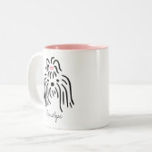 Custom Pet Portrait Stylish Dog Mom Yorkie Zweifarbige Tasse (Vorderseite Links)