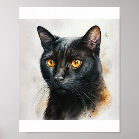 Custom Pet Portrait, Watercolor Cat Painting Poster (Vorne)