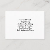 Custom Pet Sitter Business Card with Cute Cartoon Visitenkarte (Rückseite)