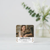 Custom Pet Sitter Business Card with Photo Quadratische Visitenkarte (Stehend Vorderseite)