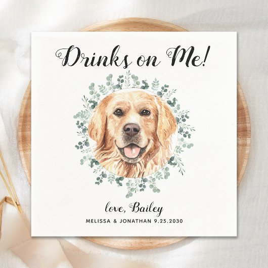 Custom Pet Wedding Hund Open Bar Golden Retriever Serviette
