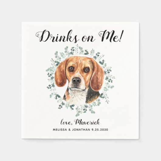 Custom Pet Wedding Open Bar Beagle Dog Serviette (Vorderseite)