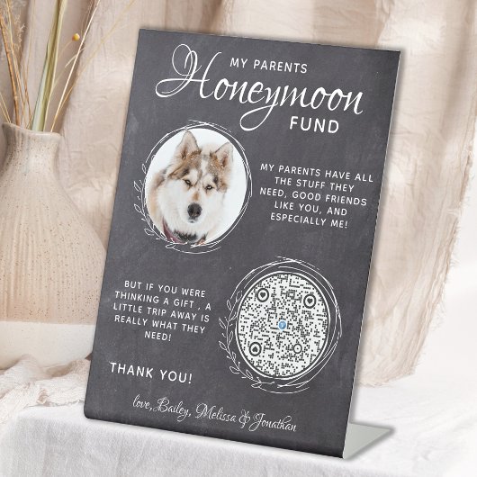 Custom Pet Wedding Venmo Dog Foto Honeymoon Fund Sockelschild