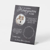 Custom Pet Wedding Venmo Dog Foto Honeymoon Fund Sockelschild (Vorderseite)
