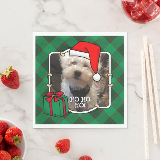 Custom Pet Weihnachts-Foto Rahmen Rot & Grün Karie Serviette (Beispiel)