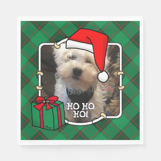 Custom Pet Weihnachts-Foto Rahmen Rot & Grün Karie Serviette (Vorderseite)