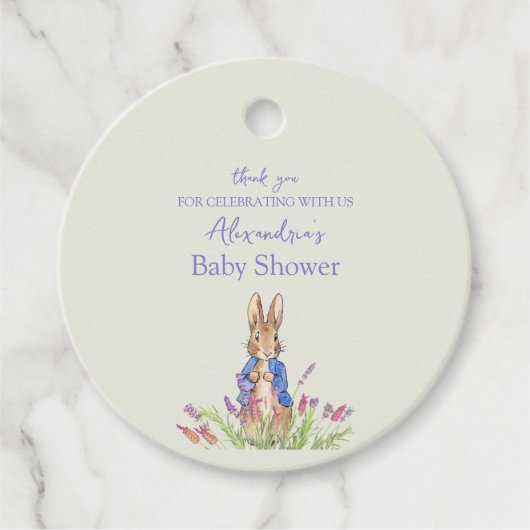 Custom Peter das Kaninchen Baby Dusche Danke Geschenkanhänger (Vorderseite)