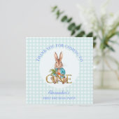 Custom Peter das Kaninchen Erster Geburtstag Dankeskarte (Stehend Vorderseite)