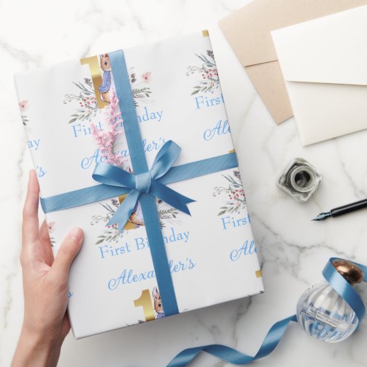 Custom Peter das Kaninchen Erster Geburtstag Geschenkpapier (Schenken)