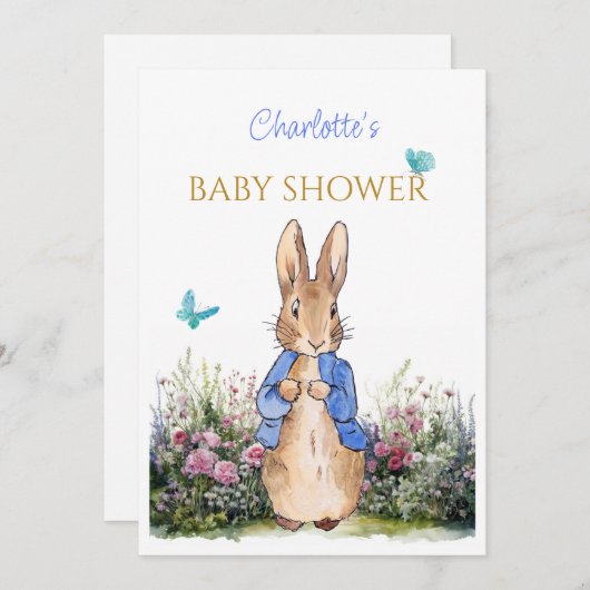 Custom Peter der Kaninchen Baby Dusche Einladung (Vorne/Hinten)
