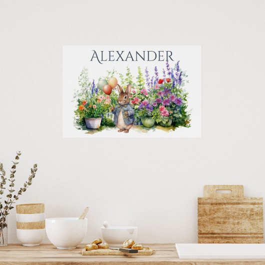 Custom Peter der Kaninchenballons Garten Poster (Küche)