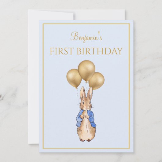 Custom Peter der Rabbit erste Geburtstag Einladung (Vorderseite)