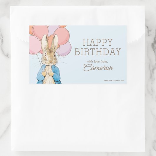 Custom Peter Rabbit Blue Geburtstag Rechteckiger Aufkleber (Tasche)