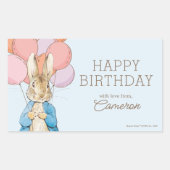 Custom Peter Rabbit Blue Geburtstag Rechteckiger Aufkleber (Vorderseite)
