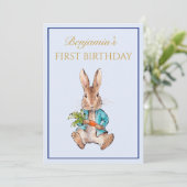 Custom Peter the Rabbit Einladung zum ersten Gebur (Stehend Vorderseite)