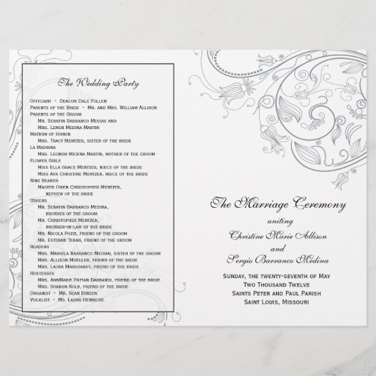 Custom_Pewter Wedding Program (Vorderseite)