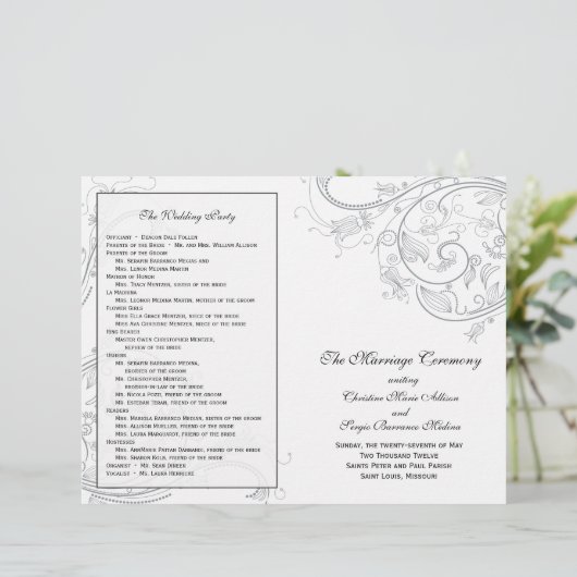 Custom_Pewter Wedding Program (Stehend Vorderseite)