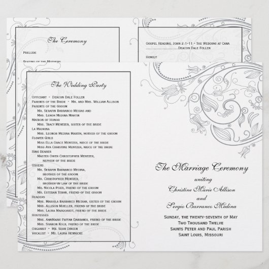 Custom_Pewter Wedding Program (Vorne/Hinten)