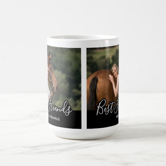 Custom Pferd Foto Black Best Friends Kaffeetasse (Mittel)