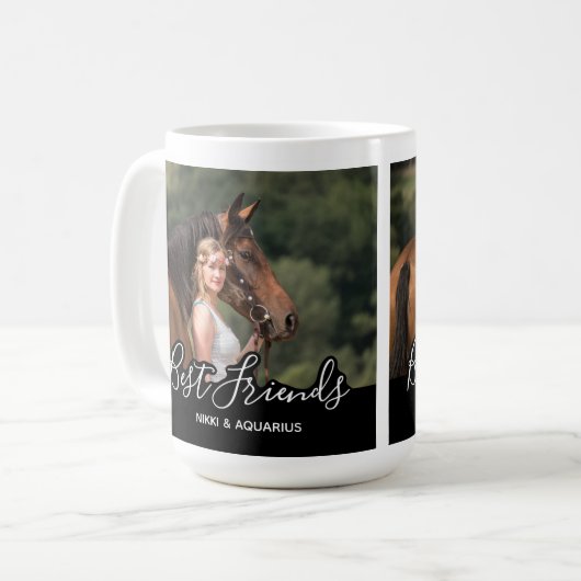 Custom Pferd Foto Black Best Friends Kaffeetasse (Vorderseite Links)