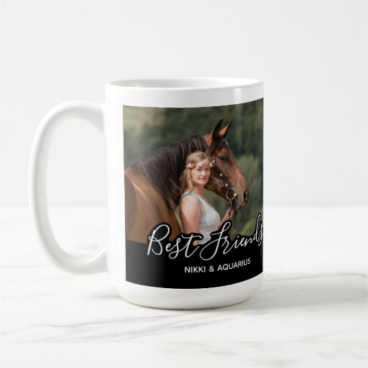 Custom Pferd Foto Black Best Friends Kaffeetasse (Links)