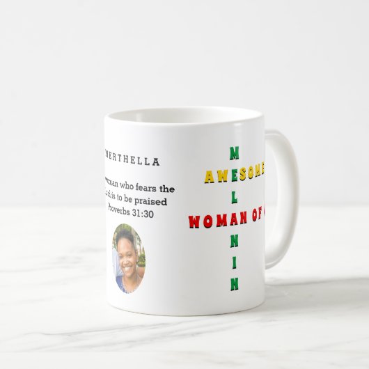 Custom Phantastisch Melanin FRAU OF GOD Foto Kaffeetasse (VorderseiteRechts)