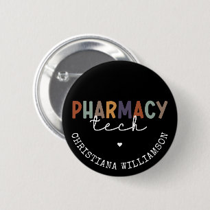 Custom Pharmacy Tech Retro Pharmacy Technique Button