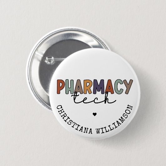 Custom Pharmacy Tech Retro Pharmacy Technique Button (Vorne & Hinten)