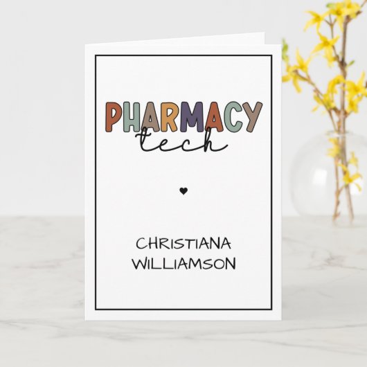 Custom Pharmacy Tech Retro Pharmacy Technique Karte (Gelbe Blume)