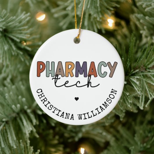 Custom Pharmacy Tech Retro Pharmacy Technique Keramik Ornament (Baum)