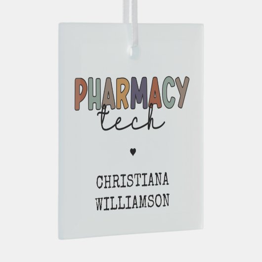 Custom Pharmacy Tech Retro Pharmacy Technique Ornament Aus Glas (Vorderseite Rechts)