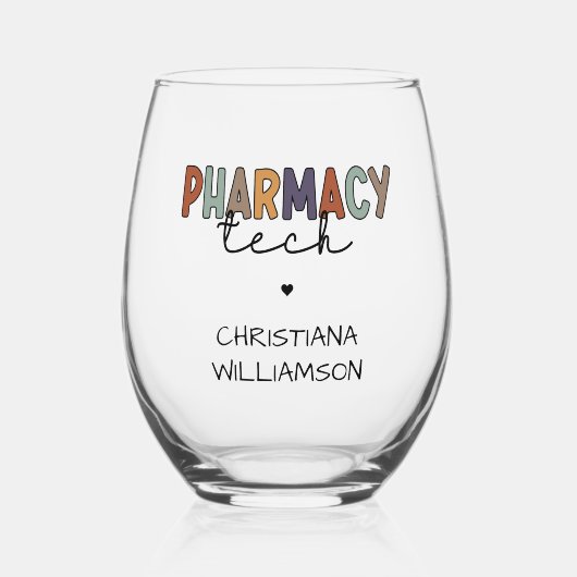 Custom Pharmacy Tech Retro Pharmacy Technique Weinglas Ohne Stiel (Vorderseite)