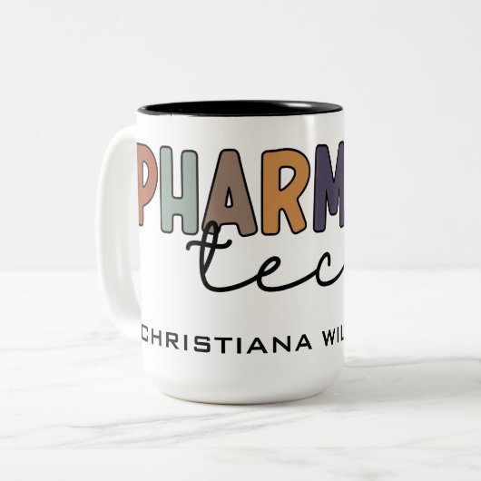 Custom Pharmacy Tech Retro Pharmacy Technique Zweifarbige Tasse (Vorderseite Links)