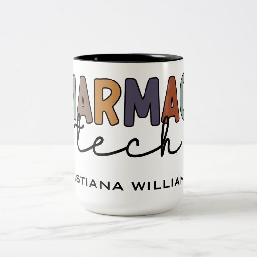 Custom Pharmacy Tech Retro Pharmacy Technique Zweifarbige Tasse (Mittel)