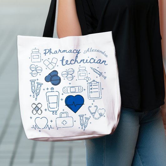 Custom Pharmacy Technician Blue Doodline Art Tasche