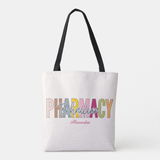 Custom Pharmacy Technician Bold Rainbow Letters Tasche (Rückseite)