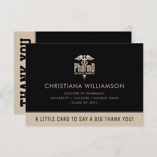 Custom PharmD Doctor of Pharmacy Graduation Party Dankeskarte (Vorne/Hinten)