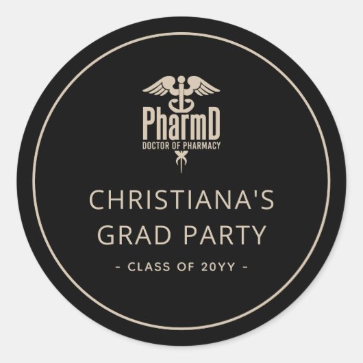 Custom PharmD Doctor of Pharmacy Graduation Party Runder Aufkleber (Vorderseite)