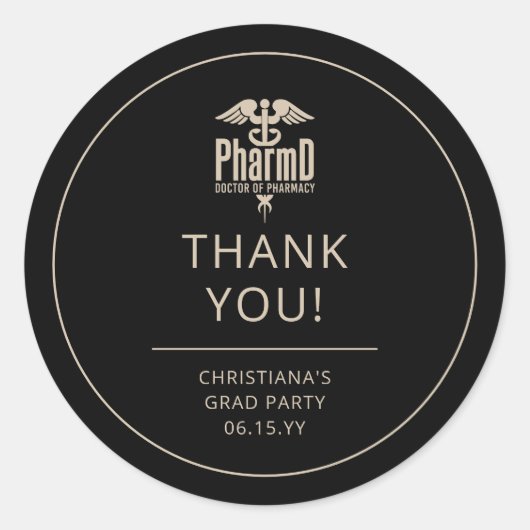 Custom PharmD Doctor of Pharmacy Graduation Party Runder Aufkleber (Vorderseite)