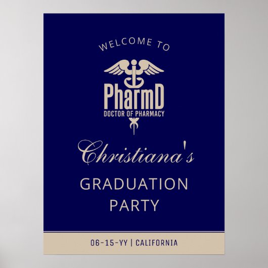 Custom PharmD Graduation Party Begrüßungszeichen Poster (Vorne)