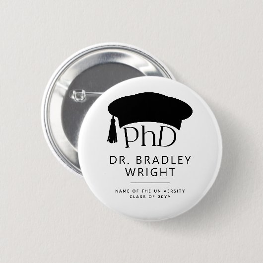 Custom PhD Doctoral Hat Doctoral Degree Graduation Button (Vorne & Hinten)