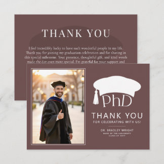 Custom PhD Doctoral Hat Doctoral Degree Graduation Dankeskarte
