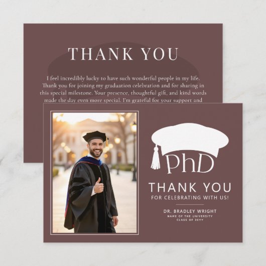 Custom PhD Doctoral Hat Doctoral Degree Graduation Dankeskarte (Vorne/Hinten)