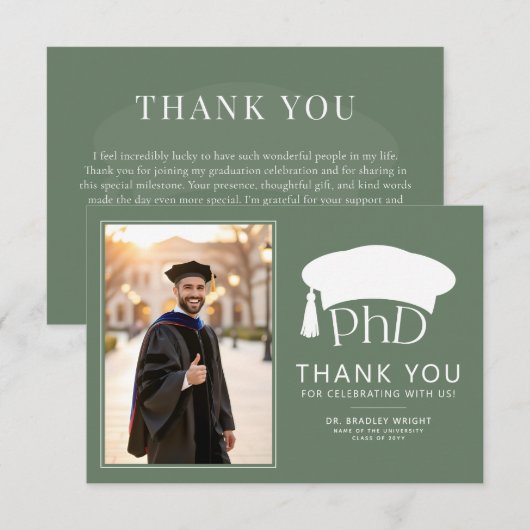 Custom PhD Doctoral Hat Doctoral Degree Graduation Dankeskarte (Vorne/Hinten)