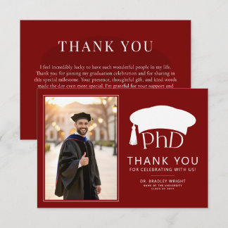 Custom PhD Doctoral Hat Doctoral Degree Graduation Dankeskarte