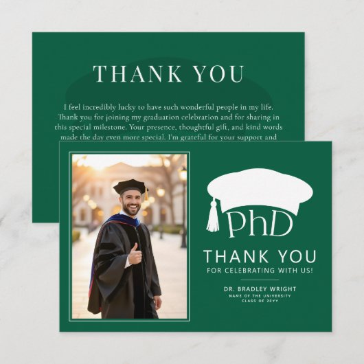 Custom PhD Doctoral Hat Doctoral Degree Graduation Dankeskarte (Vorne/Hinten)