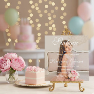 Custom photo 16th Birthday card - Personalised Einladung