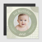 Custom Photo 1st Birthday - Personalized Magnetic Magneteinladung (Vorne/Hinten)